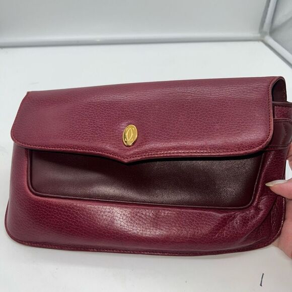 CARTIER Clutch bag Must de Line Pouch Clutch bag Leather Wine Red - Picture 11 of 12